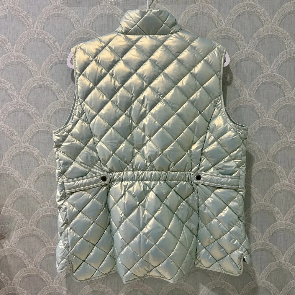 Talbots QUILTED DOWN PUFFER VEST in Pearlized Snowbound Blue, SZ L NWOT - Picture 6 of 7